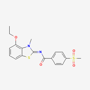 molecular formula C18H18N2O4S2 B3297955 N-[(2Z)-4-ethoxy-3-methyl-2,3-dihydro-1,3-benzothiazol-2-ylidene]-4-methanesulfonylbenzamide CAS No. 896352-25-3