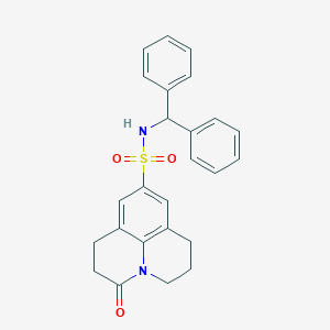 molecular formula C25H24N2O3S B3297996 N-(diphenylmethyl)-2-oxo-1-azatricyclo[7.3.1.0^{5,13}]trideca-5,7,9(13)-triene-7-sulfonamide CAS No. 896358-52-4