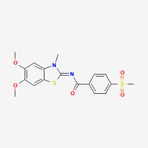molecular formula C18H18N2O5S2 B3298017 N-[(2Z)-5,6-dimethoxy-3-methyl-2,3-dihydro-1,3-benzothiazol-2-ylidene]-4-methanesulfonylbenzamide CAS No. 896361-52-7