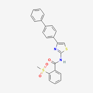 molecular formula C23H18N2O3S2 B3298018 N-(4-{[1,1'-biphenyl]-4-yl}-1,3-thiazol-2-yl)-2-methanesulfonylbenzamide CAS No. 896362-64-4