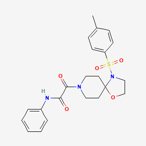 molecular formula C22H25N3O5S B3298085 2-[4-(4-methylbenzenesulfonyl)-1-oxa-4,8-diazaspiro[4.5]decan-8-yl]-2-oxo-N-phenylacetamide CAS No. 896376-06-0