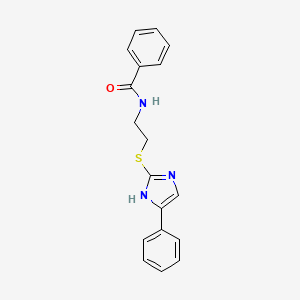 molecular formula C18H17N3OS B3298336 N-{2-[(5-phenyl-1H-imidazol-2-yl)sulfanyl]ethyl}benzamide CAS No. 897455-80-0