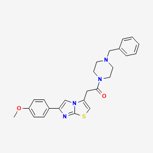 molecular formula C25H26N4O2S B3298340 1-(4-Benzylpiperazin-1-yl)-2-(6-(4-methoxyphenyl)imidazo[2,1-b]thiazol-3-yl)ethanone CAS No. 897460-50-3
