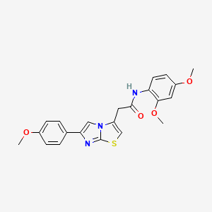 molecular formula C22H21N3O4S B3298345 N-(2,4-dimethoxyphenyl)-2-[6-(4-methoxyphenyl)imidazo[2,1-b][1,3]thiazol-3-yl]acetamide CAS No. 897461-08-4