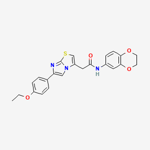 molecular formula C23H21N3O4S B3298370 N-(2,3-dihydro-1,4-benzodioxin-6-yl)-2-[6-(4-ethoxyphenyl)imidazo[2,1-b][1,3]thiazol-3-yl]acetamide CAS No. 897461-92-6
