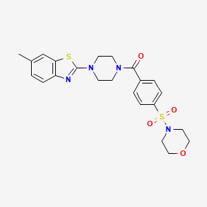 molecular formula C23H26N4O4S2 B3298398 6-methyl-2-{4-[4-(morpholine-4-sulfonyl)benzoyl]piperazin-1-yl}-1,3-benzothiazole CAS No. 897466-31-8