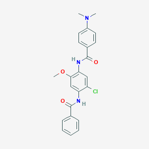 molecular formula C23H22ClN3O3 B329852 N~1~-[4-(BENZOYLAMINO)-5-CHLORO-2-METHOXYPHENYL]-4-(DIMETHYLAMINO)BENZAMIDE 