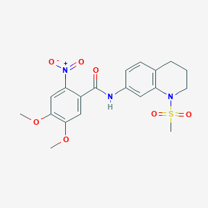 molecular formula C19H21N3O7S B3298564 N-(1-methanesulfonyl-1,2,3,4-tetrahydroquinolin-7-yl)-4,5-dimethoxy-2-nitrobenzamide CAS No. 897612-05-4