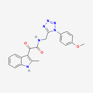molecular formula C20H18N6O3 B3298582 N-{[1-(4-methoxyphenyl)-1H-1,2,3,4-tetrazol-5-yl]methyl}-2-(2-methyl-1H-indol-3-yl)-2-oxoacetamide CAS No. 897614-97-0