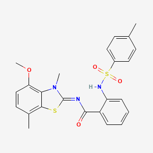 N-[(2Z)-4-methoxy-3,7-dimethyl-2,3-dihydro-1,3-benzothiazol-2-ylidene]-2-(4-methylbenzenesulfonamido)benzamide