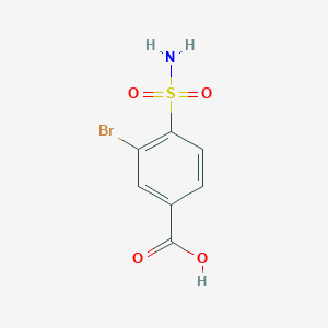 molecular formula C7H6BrNO4S B3298680 3-Bromo-4-sulfamoylbenzoic acid CAS No. 89794-12-7