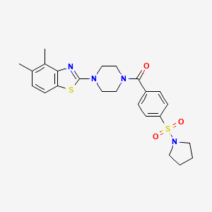 molecular formula C24H28N4O3S2 B3298715 (4-(4,5-Dimethylbenzo[d]thiazol-2-yl)piperazin-1-yl)(4-(pyrrolidin-1-ylsulfonyl)phenyl)methanone CAS No. 898351-25-2