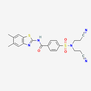 4-[bis(2-cyanoethyl)sulfamoyl]-N-(5,6-dimethyl-1,3-benzothiazol-2-yl)benzamide