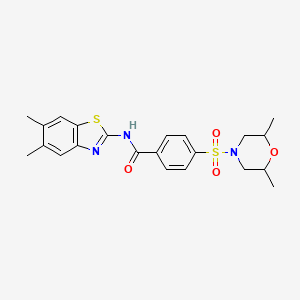 molecular formula C22H25N3O4S2 B3298735 N-(5,6-dimethyl-1,3-benzothiazol-2-yl)-4-[(2,6-dimethylmorpholin-4-yl)sulfonyl]benzamide CAS No. 898372-18-4