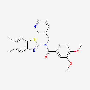 molecular formula C24H23N3O3S B3298736 N-(5,6-dimethyl-1,3-benzothiazol-2-yl)-3,4-dimethoxy-N-[(pyridin-3-yl)methyl]benzamide CAS No. 898372-30-0