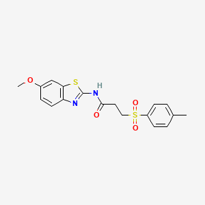 molecular formula C18H18N2O4S2 B3298793 N-(6-methoxy-1,3-benzothiazol-2-yl)-3-(4-methylbenzenesulfonyl)propanamide CAS No. 898414-23-8
