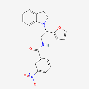 molecular formula C21H19N3O4 B3298804 N-[2-(2,3-dihydro-1H-indol-1-yl)-2-(furan-2-yl)ethyl]-3-nitrobenzamide CAS No. 898416-06-3