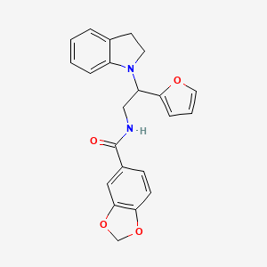 molecular formula C22H20N2O4 B3298805 N-[2-(2,3-dihydro-1H-indol-1-yl)-2-(furan-2-yl)ethyl]-2H-1,3-benzodioxole-5-carboxamide CAS No. 898416-16-5