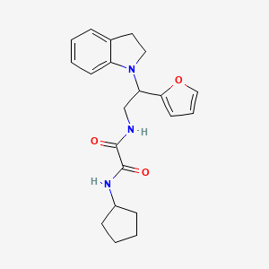 molecular formula C21H25N3O3 B3298817 N'-cyclopentyl-N-[2-(2,3-dihydro-1H-indol-1-yl)-2-(furan-2-yl)ethyl]ethanediamide CAS No. 898416-28-9
