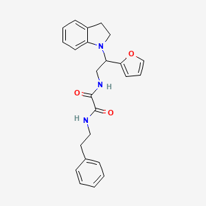 molecular formula C24H25N3O3 B3298907 N-[2-(2,3-dihydro-1H-indol-1-yl)-2-(furan-2-yl)ethyl]-N'-(2-phenylethyl)ethanediamide CAS No. 898432-94-5