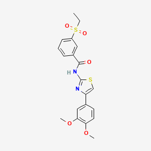 molecular formula C20H20N2O5S2 B3298909 N-[4-(3,4-dimethoxyphenyl)-1,3-thiazol-2-yl]-3-(ethanesulfonyl)benzamide CAS No. 898434-19-0