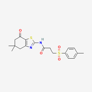 molecular formula C19H22N2O4S2 B3298911 N-(5,5-dimethyl-7-oxo-4,5,6,7-tetrahydro-1,3-benzothiazol-2-yl)-3-(4-methylbenzenesulfonyl)propanamide CAS No. 898436-79-8
