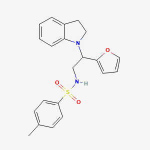molecular formula C21H22N2O3S B3298980 N-[2-(2,3-dihydro-1H-indol-1-yl)-2-(furan-2-yl)ethyl]-4-methylbenzene-1-sulfonamide CAS No. 898458-27-0