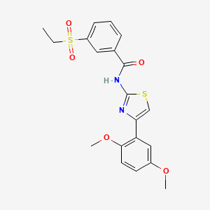 molecular formula C20H20N2O5S2 B3298993 N-[4-(2,5-dimethoxyphenyl)-1,3-thiazol-2-yl]-3-(ethanesulfonyl)benzamide CAS No. 898459-43-3