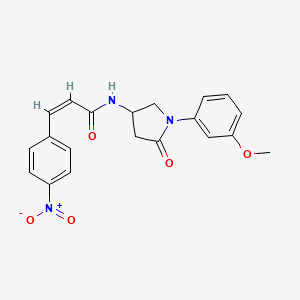 molecular formula C20H19N3O5 B3299013 (2Z)-N-[1-(3-methoxyphenyl)-5-oxopyrrolidin-3-yl]-3-(4-nitrophenyl)prop-2-enamide CAS No. 898462-23-2