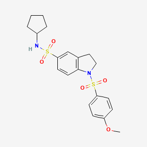 molecular formula C20H24N2O5S2 B3299055 N-cyclopentyl-1-(4-methoxybenzenesulfonyl)-2,3-dihydro-1H-indole-5-sulfonamide CAS No. 898657-52-8