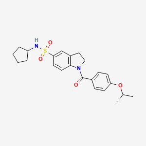 molecular formula C23H28N2O4S B3299061 N-cyclopentyl-1-[4-(propan-2-yloxy)benzoyl]-2,3-dihydro-1H-indole-5-sulfonamide CAS No. 898657-94-8