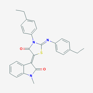 molecular formula C28H25N3O2S B329914 3-(4-ETHYLPHENYL)-2-[(4-ETHYLPHENYL)IMINO]-5-(1-METHYL-2-OXO-1,2-DIHYDRO-3H-INDOL-3-YLIDEN)-1,3-THIAZOLAN-4-ONE 