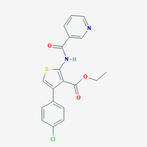 molecular formula C19H15ClN2O3S B329919 ethyl 4-(4-chlorophenyl)-2-[(3-pyridinylcarbonyl)amino]-3-thiophenecarboxylate 