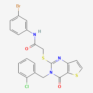molecular formula C21H15BrClN3O2S2 B3299229 N-(3-bromophenyl)-2-({3-[(2-chlorophenyl)methyl]-4-oxo-3H,4H-thieno[3,2-d]pyrimidin-2-yl}sulfanyl)acetamide CAS No. 899547-31-0
