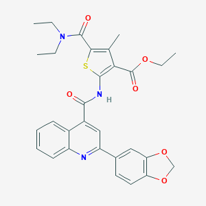 molecular formula C30H29N3O6S B329926 ethyl 2-({[2-(1,3-benzodioxol-5-yl)-4-quinolinyl]carbonyl}amino)-5-[(diethylamino)carbonyl]-4-methyl-3-thiophenecarboxylate 