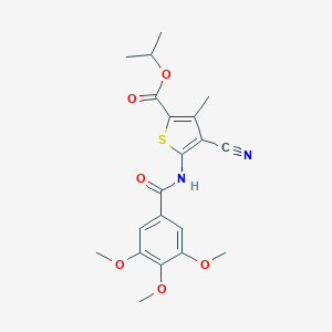 molecular formula C20H22N2O6S B329944 Isopropyl 4-cyano-3-methyl-5-[(3,4,5-trimethoxybenzoyl)amino]-2-thiophenecarboxylate 