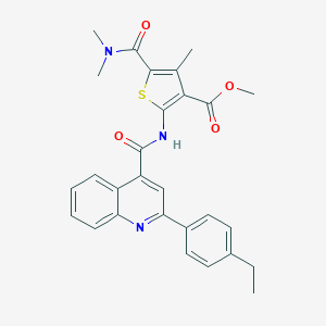 molecular formula C28H27N3O4S B329953 METHYL 5-[(DIMETHYLAMINO)CARBONYL]-2-({[2-(4-ETHYLPHENYL)-4-QUINOLYL]CARBONYL}AMINO)-4-METHYL-3-THIOPHENECARBOXYLATE 