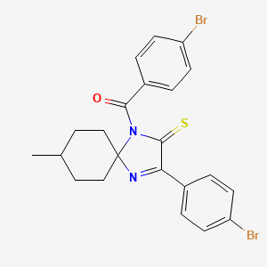 molecular formula C22H20Br2N2OS B3299701 1-(4-Bromobenzoyl)-3-(4-bromophenyl)-8-methyl-1,4-diazaspiro[4.5]dec-3-ene-2-thione CAS No. 899917-20-5