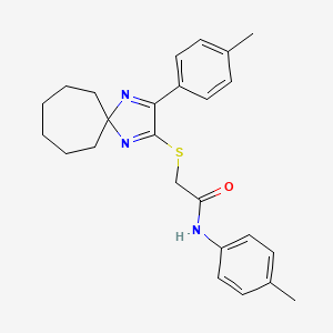 molecular formula C25H29N3OS B3299795 N-(4-Methylphenyl)-2-{[3-(4-methylphenyl)-1,4-diazaspiro[4.6]undeca-1,3-dien-2-YL]sulfanyl}acetamide CAS No. 899931-85-2