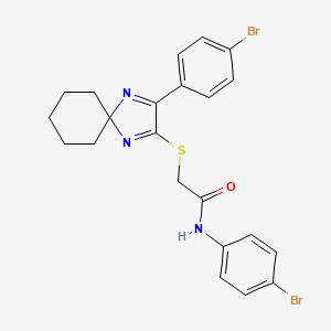 molecular formula C22H21Br2N3OS B3299802 N-(4-Bromophenyl)-2-{[3-(4-bromophenyl)-1,4-diazaspiro[4.5]deca-1,3-dien-2-YL]sulfanyl}acetamide CAS No. 899931-93-2
