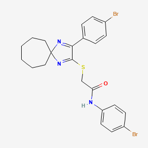 molecular formula C23H23Br2N3OS B3299803 N-(4-Bromophenyl)-2-{[3-(4-bromophenyl)-1,4-diazaspiro[4.6]undeca-1,3-dien-2-YL]sulfanyl}acetamide CAS No. 899931-97-6