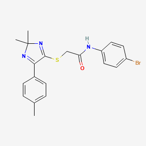 molecular formula C20H20BrN3OS B3299808 N-(4-bromophenyl)-2-{[2,2-dimethyl-5-(4-methylphenyl)-2H-imidazol-4-yl]sulfanyl}acetamide CAS No. 899932-09-3
