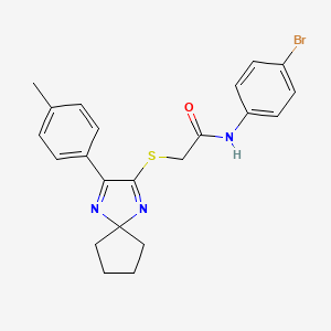 molecular formula C22H22BrN3OS B3299813 N-(4-Bromophenyl)-2-{[3-(4-methylphenyl)-1,4-diazaspiro[4.4]nona-1,3-dien-2-YL]sulfanyl}acetamide CAS No. 899932-11-7