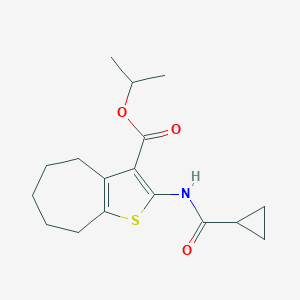 molecular formula C17H23NO3S B329983 isopropyl 2-[(cyclopropylcarbonyl)amino]-5,6,7,8-tetrahydro-4H-cyclohepta[b]thiophene-3-carboxylate 
