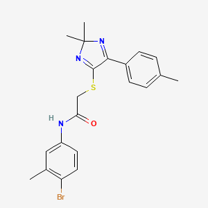 molecular formula C21H22BrN3OS B3299845 N-(4-bromo-3-methylphenyl)-2-{[2,2-dimethyl-5-(4-methylphenyl)-2H-imidazol-4-yl]sulfanyl}acetamide CAS No. 899932-92-4