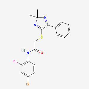 molecular formula C19H17BrFN3OS B3299870 N-(4-bromo-2-fluorophenyl)-2-[(2,2-dimethyl-5-phenyl-2H-imidazol-4-yl)sulfanyl]acetamide CAS No. 899935-24-1