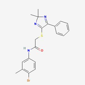 molecular formula C20H20BrN3OS B3299903 N-(4-bromo-3-methylphenyl)-2-[(2,2-dimethyl-5-phenyl-2H-imidazol-4-yl)sulfanyl]acetamide CAS No. 899935-43-4