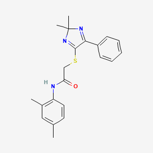 molecular formula C21H23N3OS B3299922 2-[(2,2-dimethyl-5-phenyl-2H-imidazol-4-yl)sulfanyl]-N-(2,4-dimethylphenyl)acetamide CAS No. 899935-50-3