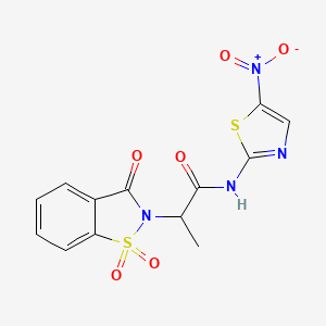 molecular formula C13H10N4O6S2 B3299970 N-(5-nitro-1,3-thiazol-2-yl)-2-(1,1,3-trioxo-2,3-dihydro-1lambda6,2-benzothiazol-2-yl)propanamide CAS No. 899955-62-5