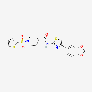 molecular formula C20H19N3O5S3 B3300001 N-[4-(2H-1,3-benzodioxol-5-yl)-1,3-thiazol-2-yl]-1-(thiophene-2-sulfonyl)piperidine-4-carboxamide CAS No. 899958-86-2